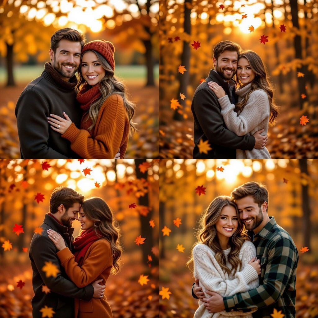 AI Generated Image: Couple Posing in Autumn Scenery