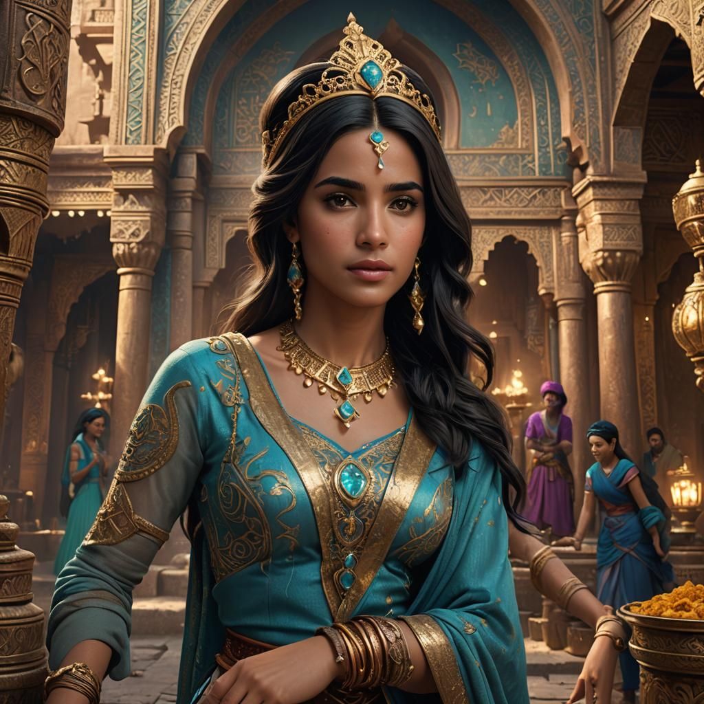 Naomi Scott as Princess Jasmine: Detailed Matte Painting