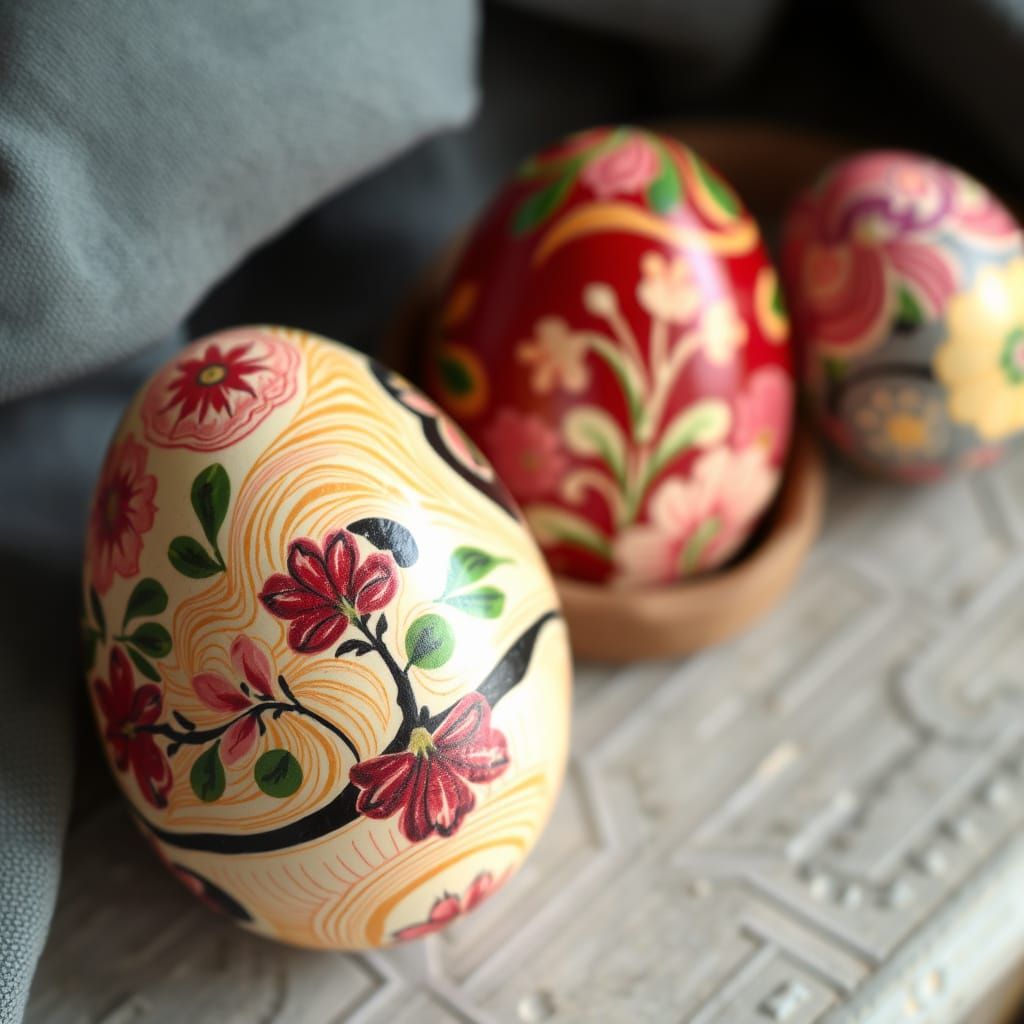 Vibrant Ukrainian Easter Eggs in Marbled Art