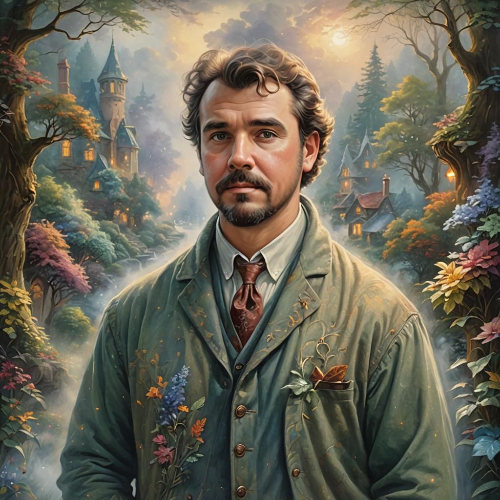 AI Self-Portrait on Canvas in Ethereal Fantasy Style