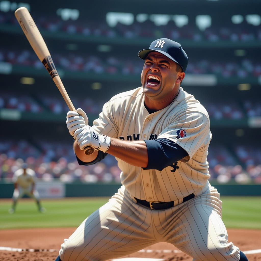 Babe Ruth Reacts to First Strike in Dramatic Sports Photo
