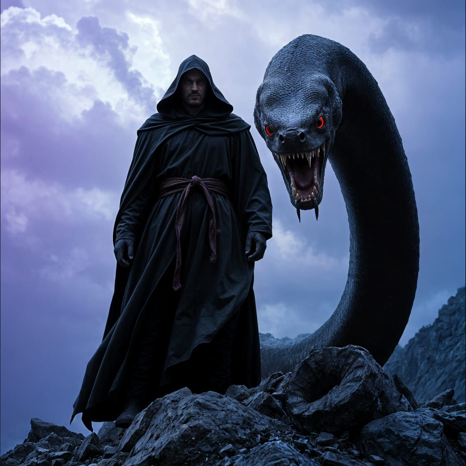Evil Man and Serpent on Rocky Mountain