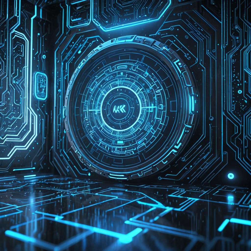 Futuristic AI Core with Holographic Data Streams