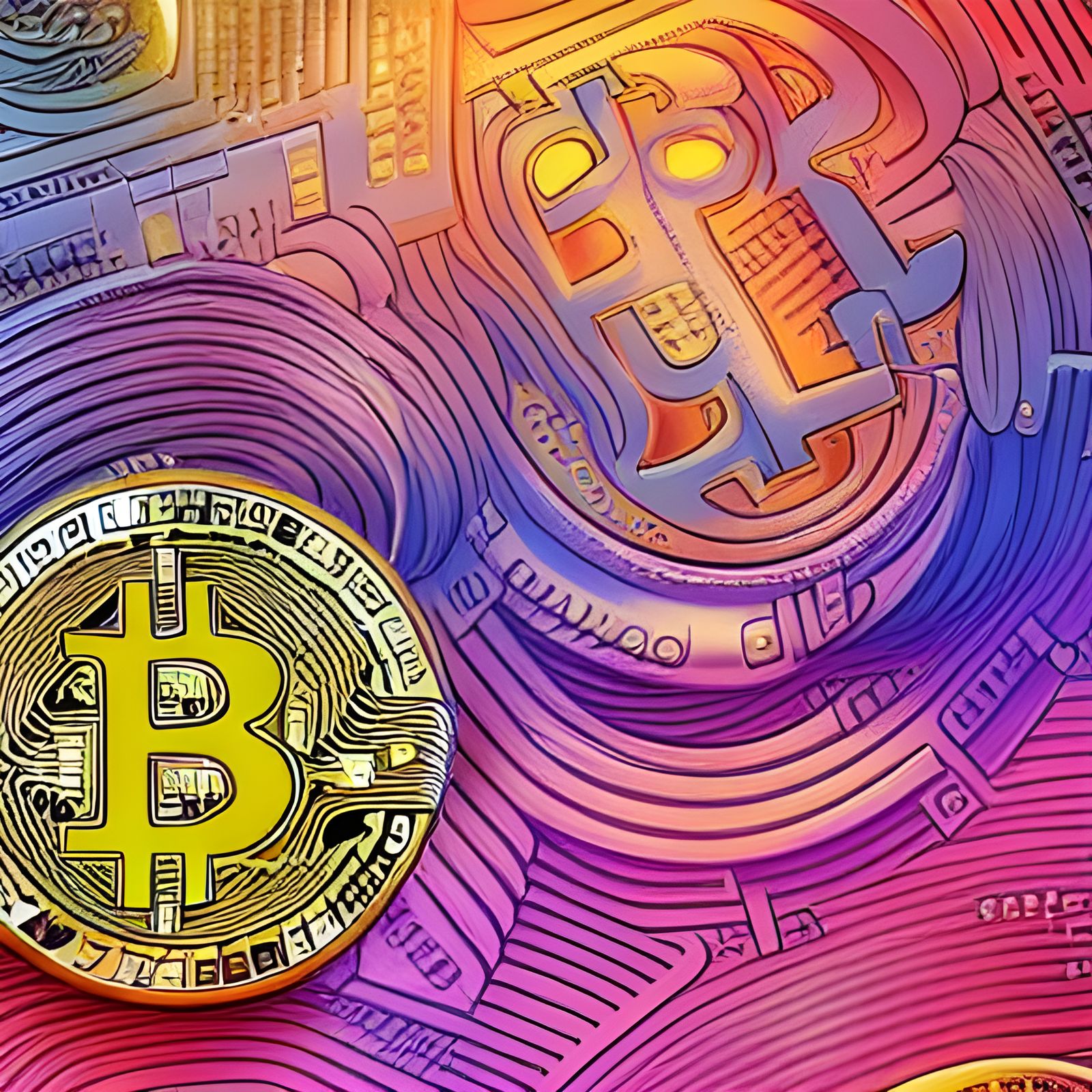 Bitcoin ATM Close-up Rendering in Vibrant Candyland Style