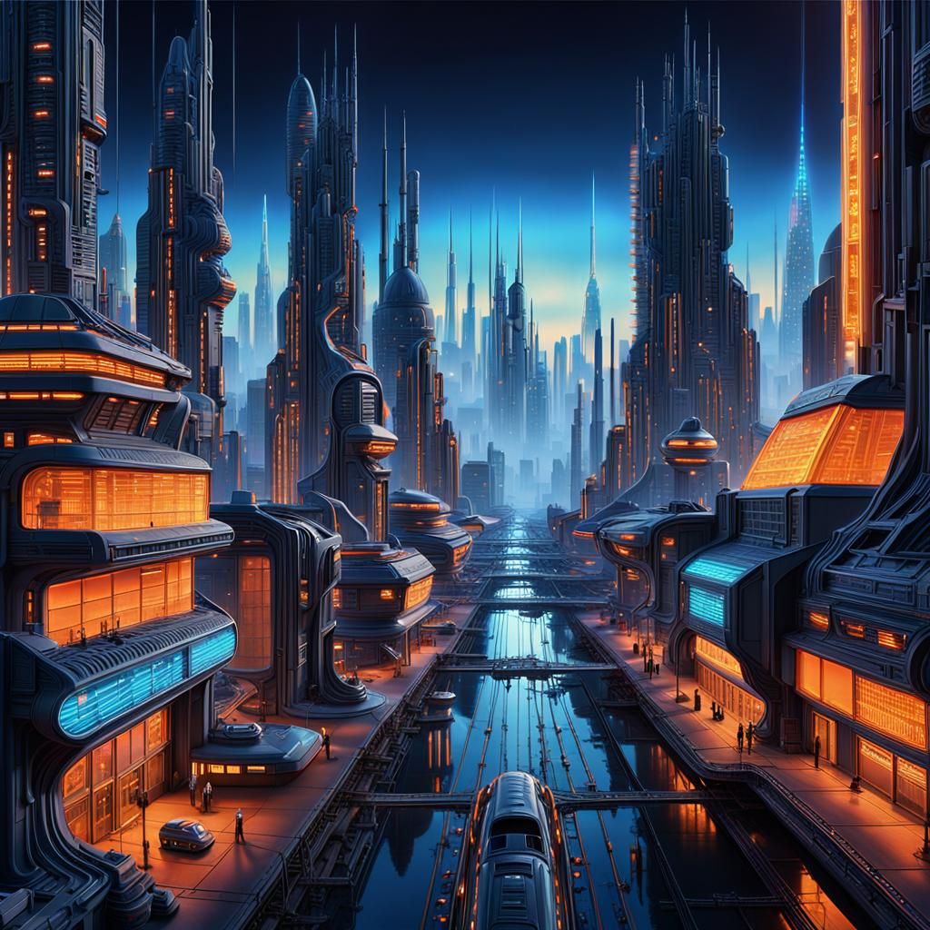 Sleek Futuristic Manhattan Project-Inspired Metropolis