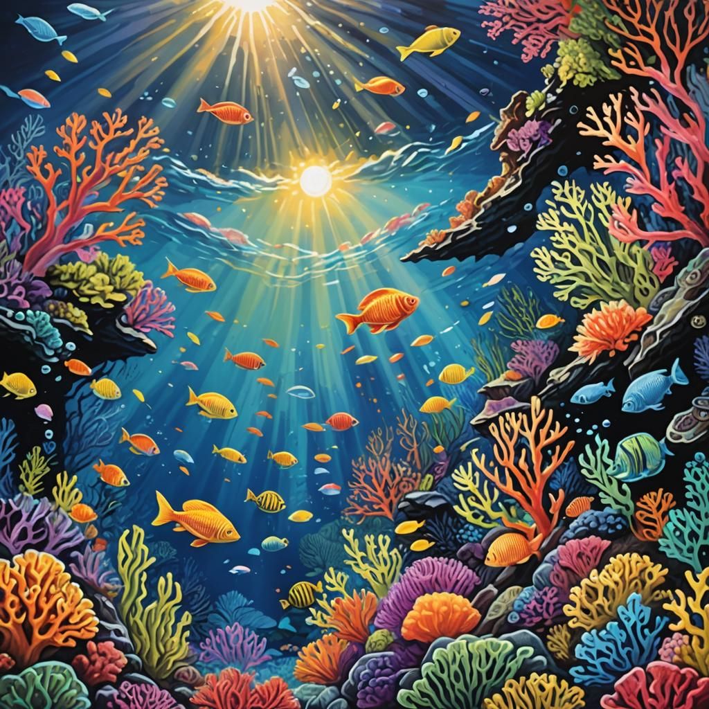 Underwater Scratch Art: Coral Reef Ecosystem