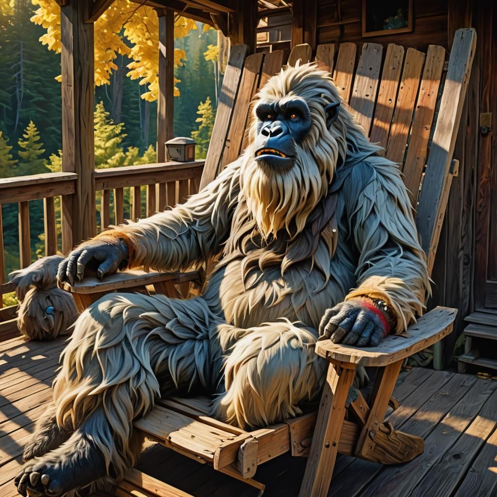 Yeti Grooming Himself as Fauvist Expressionism 3D Render