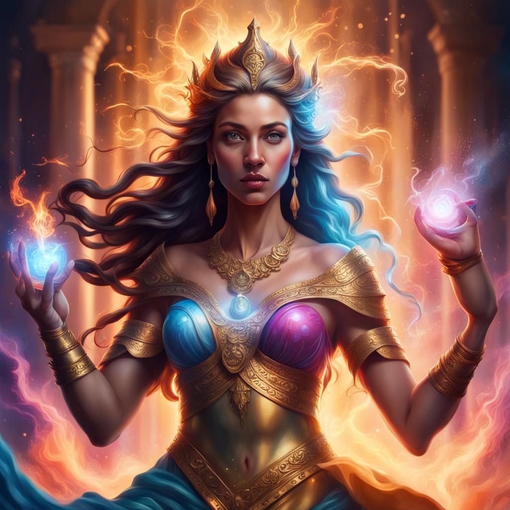 Goddess of Magic Creates Magic in Hyperrealistic Style
