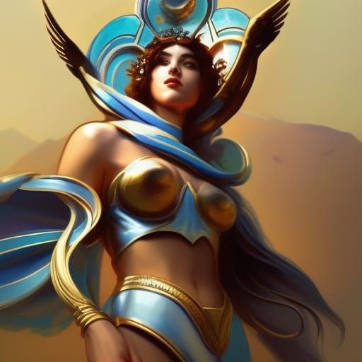 Mount Olympus Dawn Portrait in Art Nouveau Style