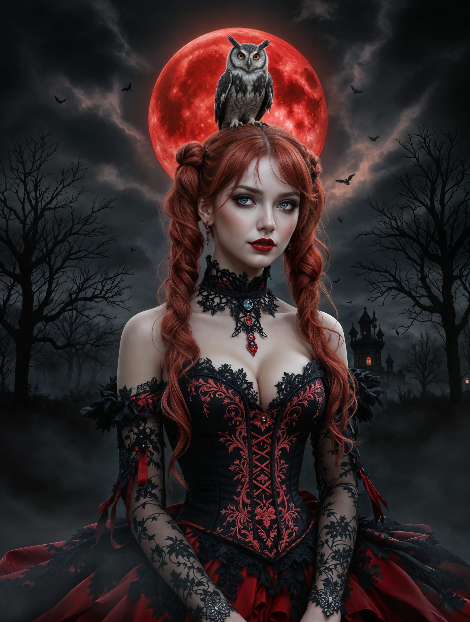 Gothic Goddess in Crimson Splendor