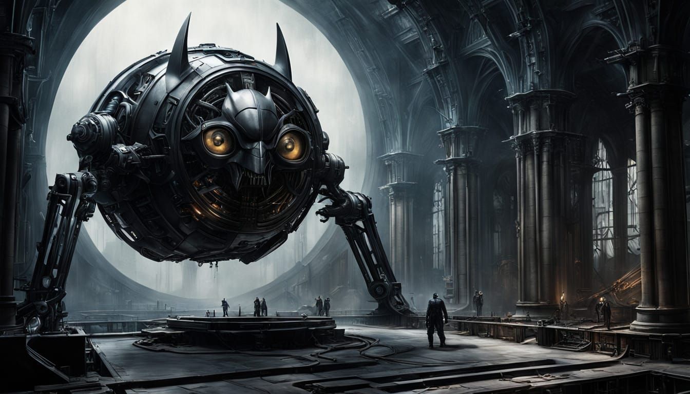 Cybernetic Dark Knight in Futuristic Shadows