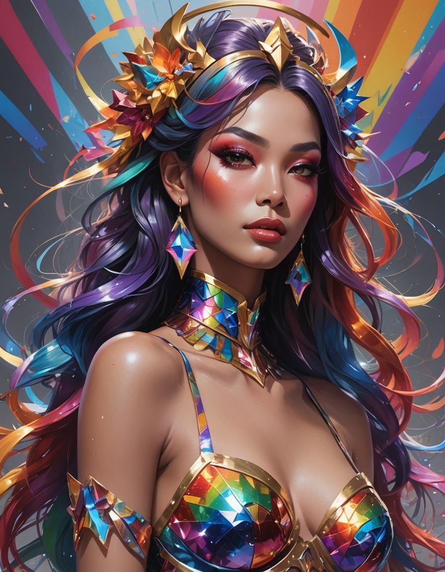 Rainbow Pride Portrait in Digital Art Style