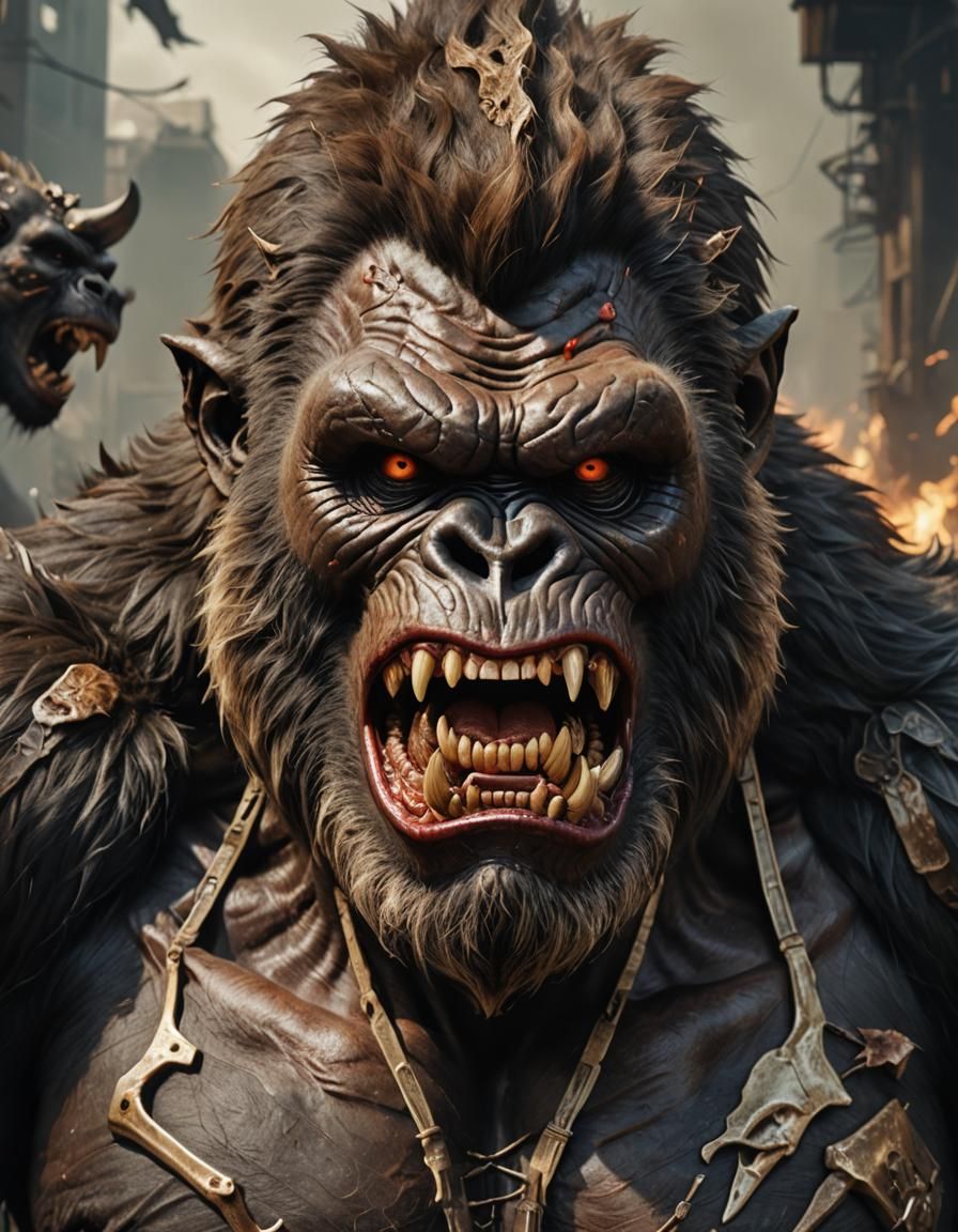 Demonic Glutton with Ape-Like Features in Post-Apocalyptic P...