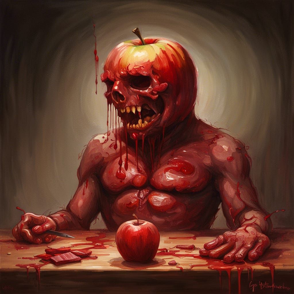 Sinister Bloody Meat Apple by Rutkowski