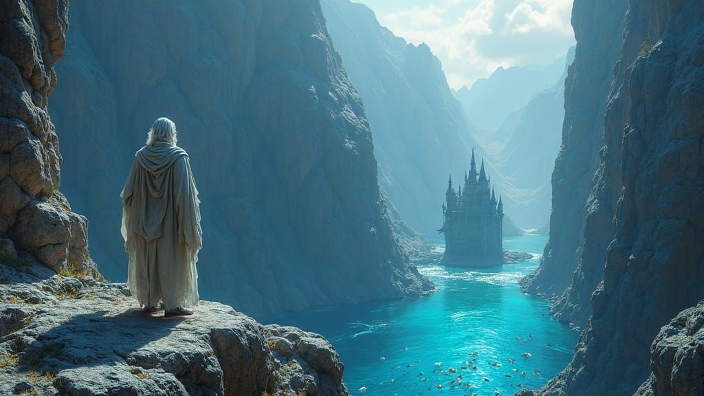 Mystical Canyon Wanderer in a Realm of Fantasy