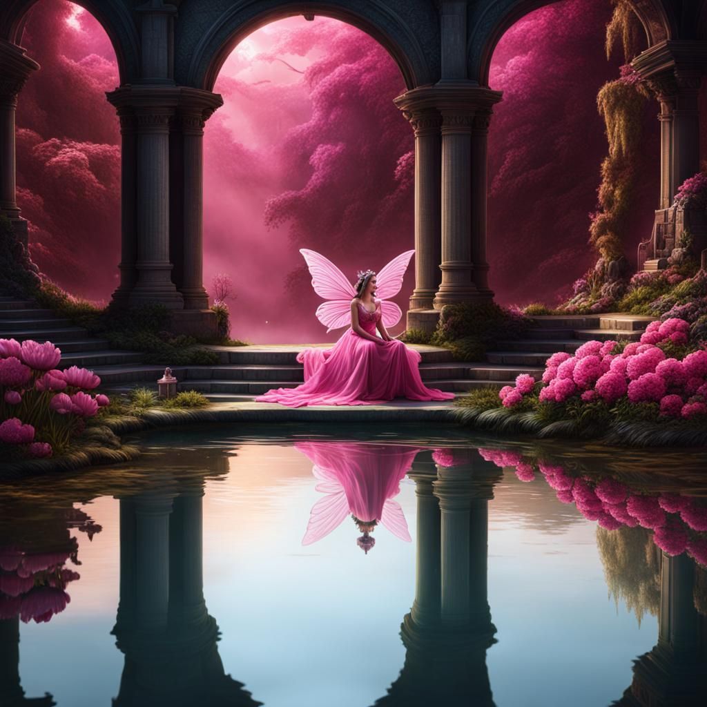 Fairy in Pink by Well: Digital Matte Painting