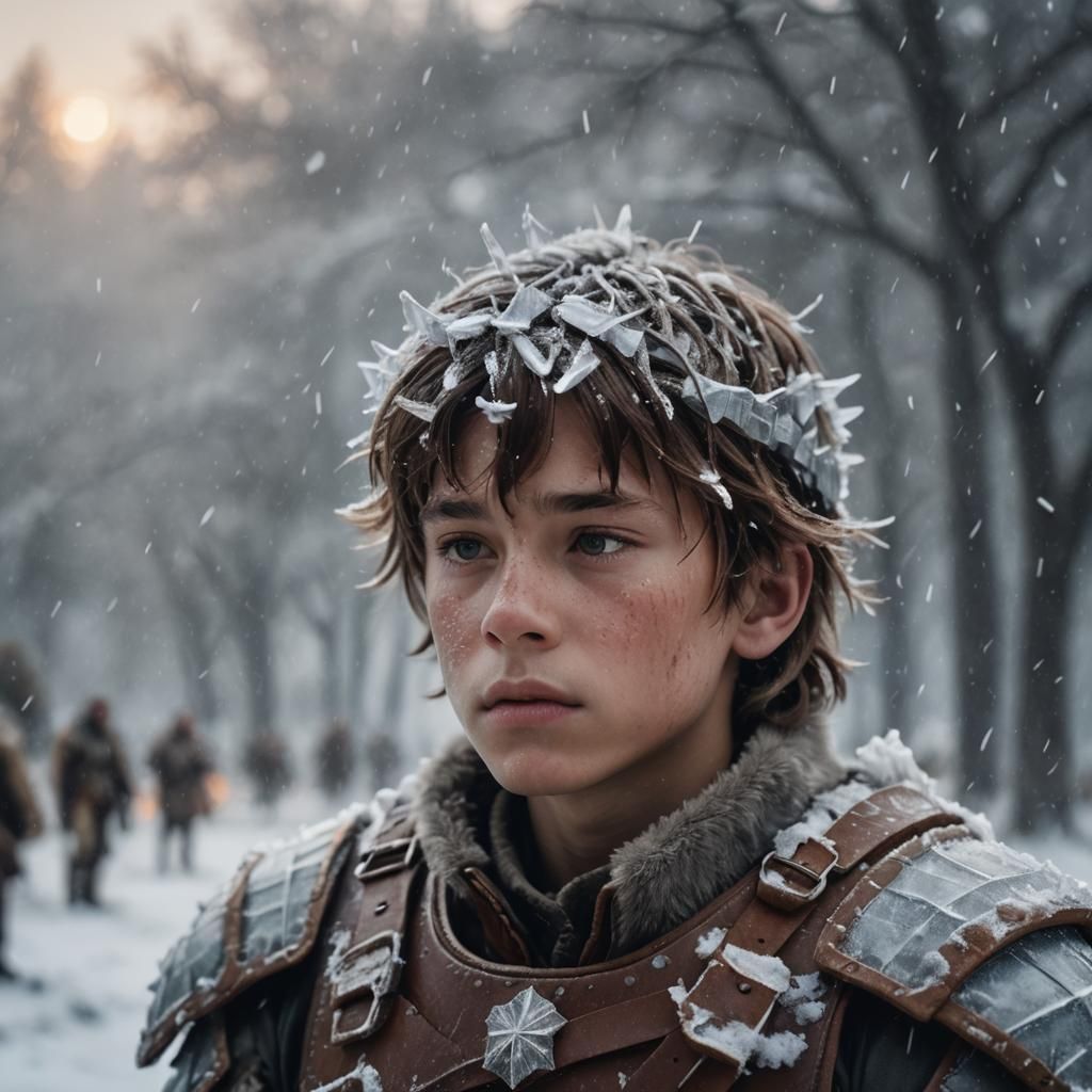 Boy in Ice Age Combat Uniform: Cinematic Film Still