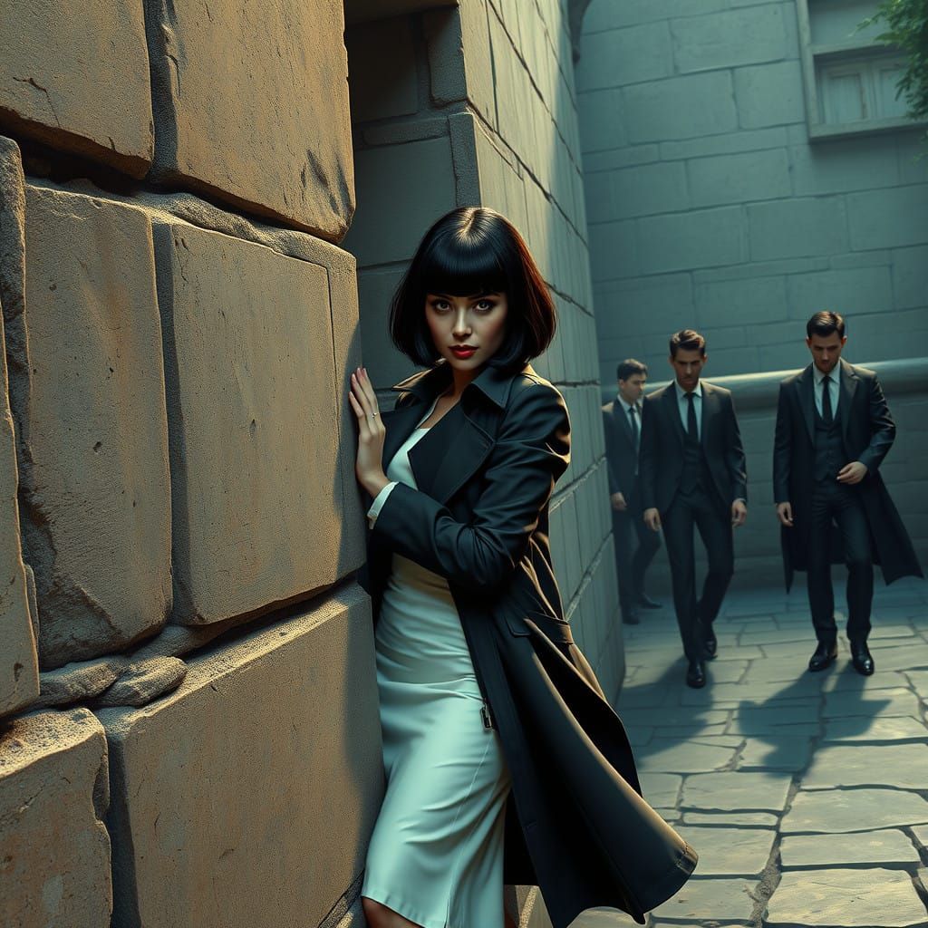 Mysterious Secret Agent in Chic Trench Coat Style
