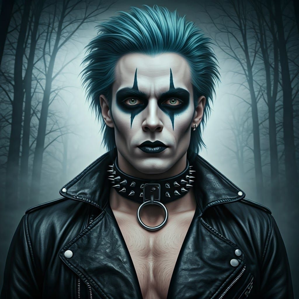 Ethereal Grunge Warrior in Midnight Forest