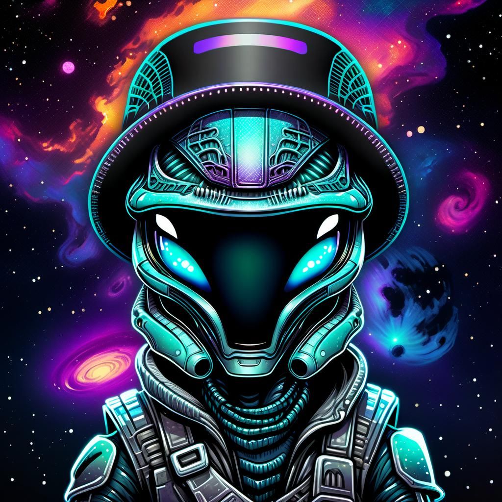 Interstellar  Chibi Xenomorph eating a cowboy hat, Wanted Ac...