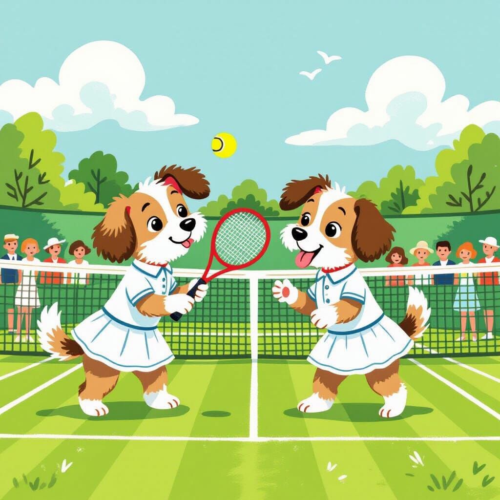 Preppie Dogs Play Wimbledon in Whimsical Style