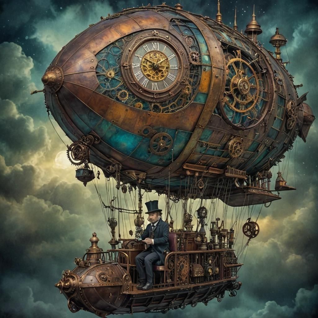 Surreal Mixed Media Art on Aged Paper