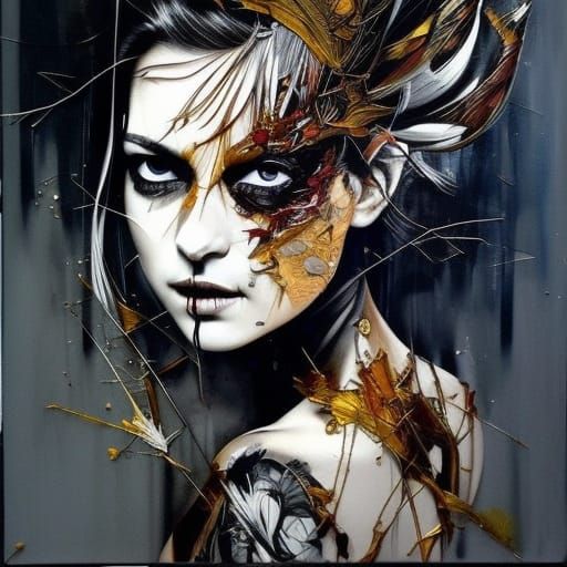 Dystopian Face with Dramatic Light in Horror Occult Art