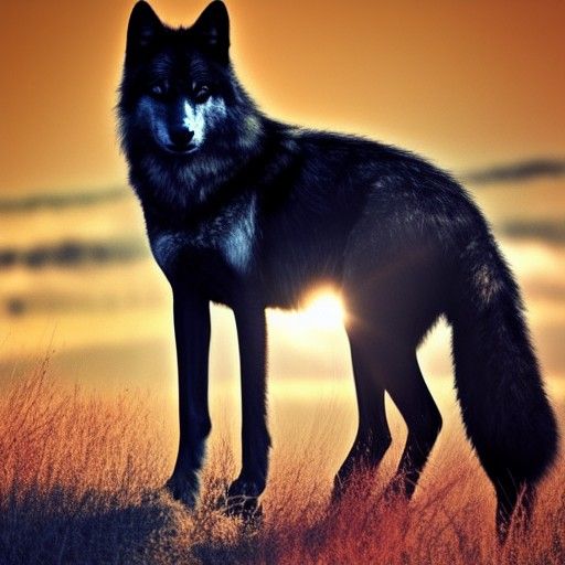Black Wolf in Divine Sunshine