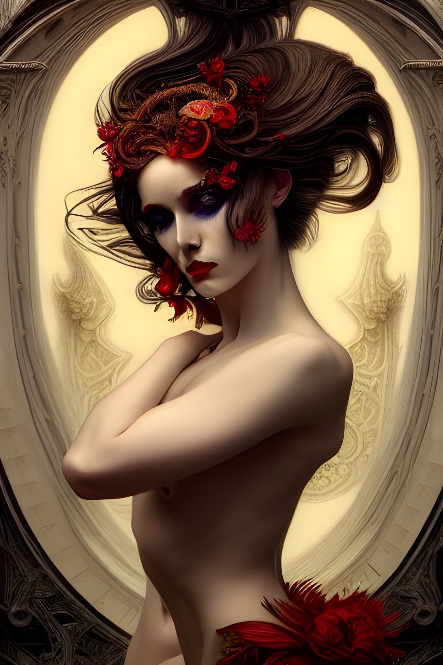 Succubus Portrait in Rococo Style