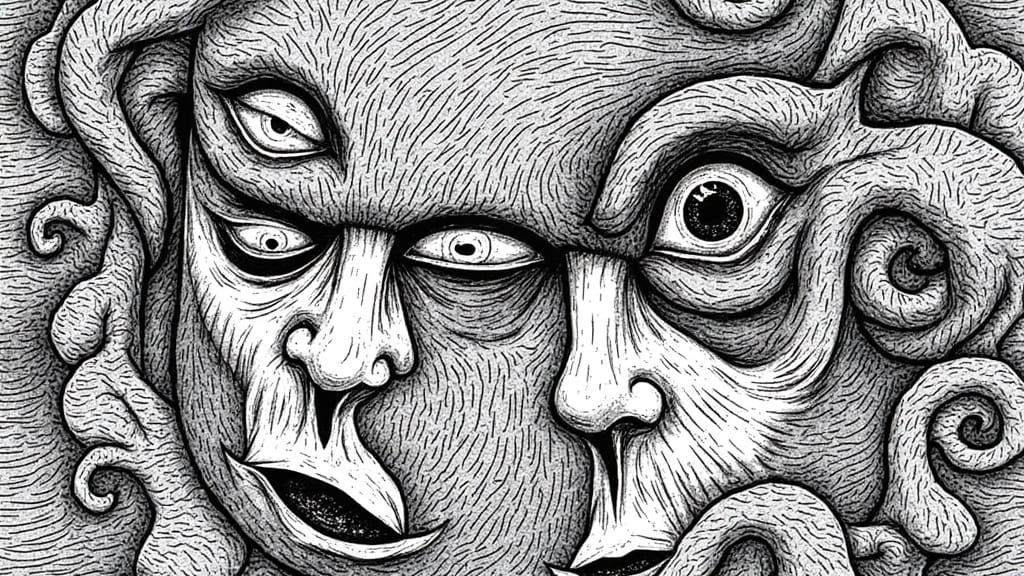 Surreal Suminagashi Ink Abstract Pattern in Asymmetrical Sty...