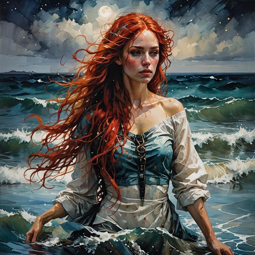 Norse Girl Swimming: Cubism Meets Expressionism