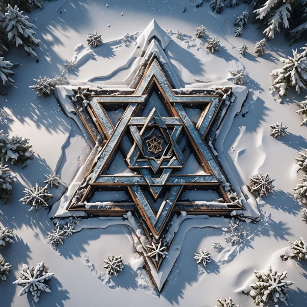Star of David in Snow: Detailed Matte Painting