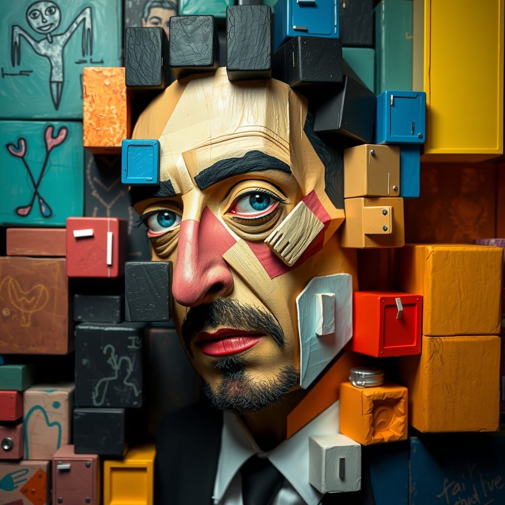 Cubist Salvador Dali Inspired 3D Artwork