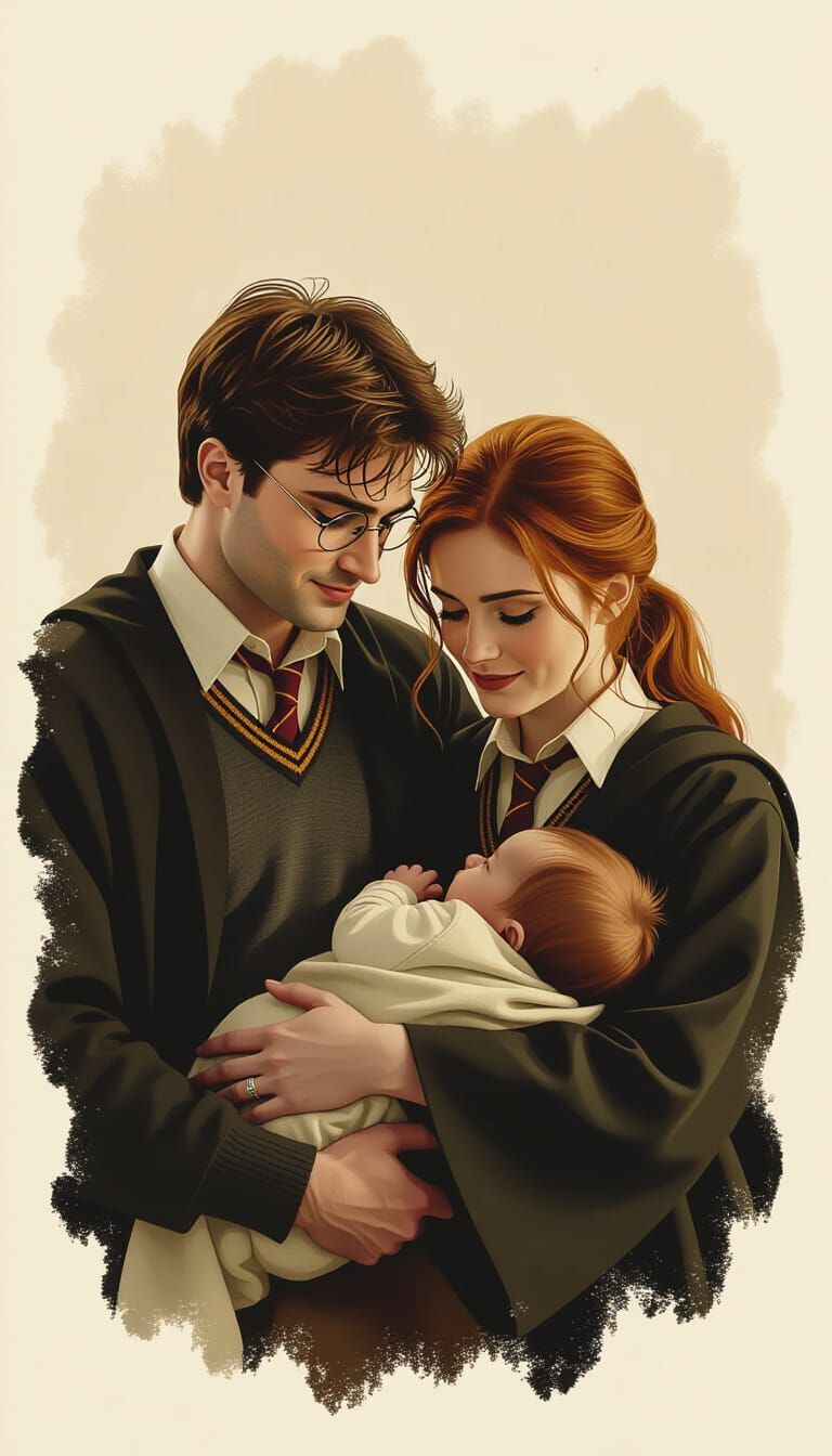 Harry Potter Family Portrait in Cinematic Style
