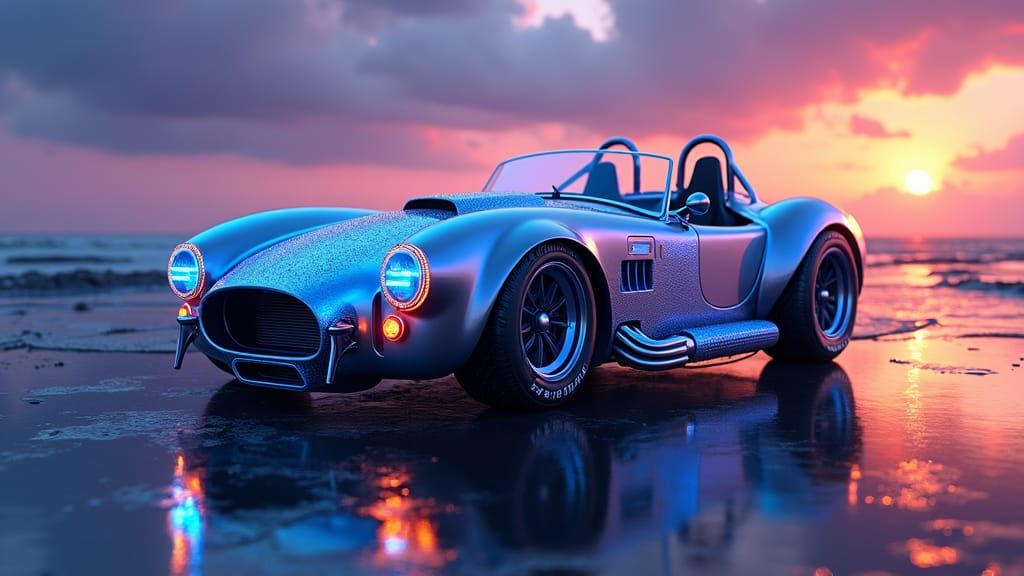 Futuristic 2024 Shelby Cobra 427 in Vaporwave Style