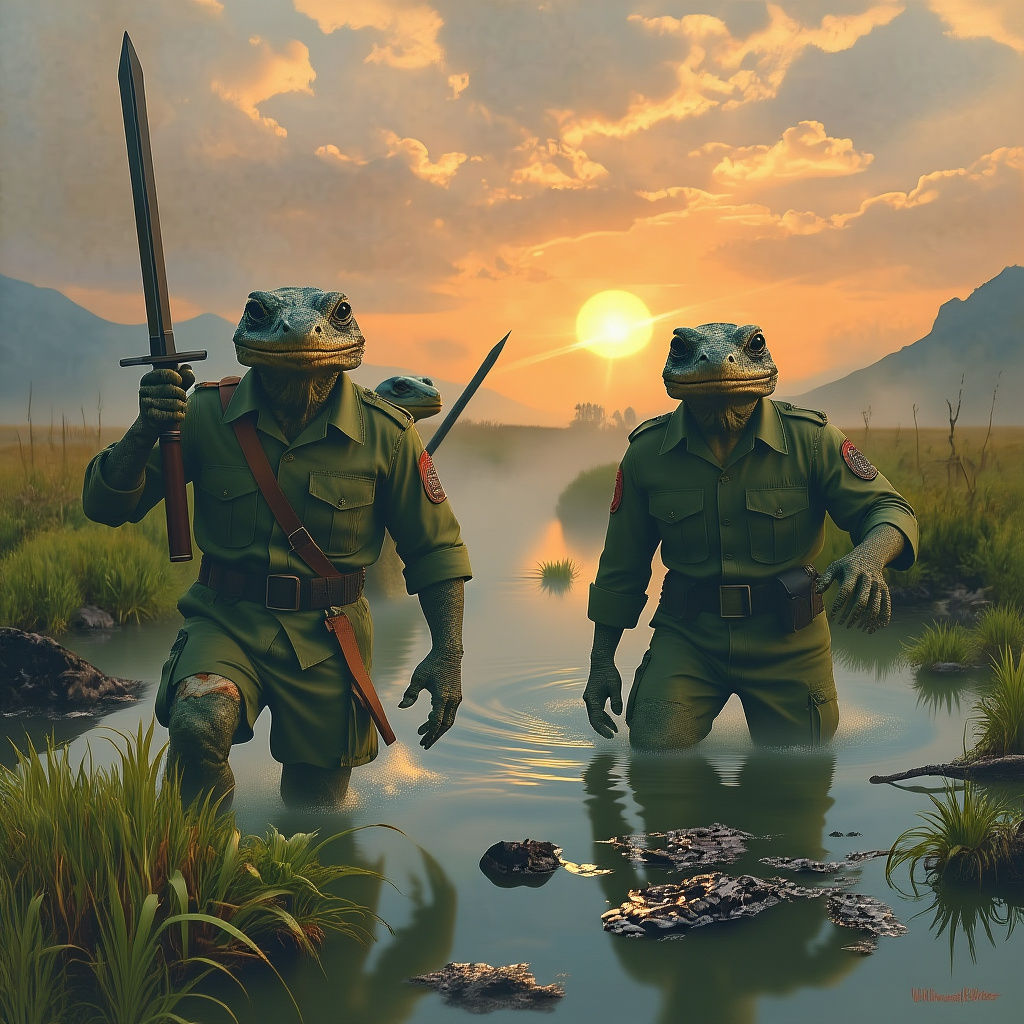 Lizard Warriors in Vietnam Era Marsh Ambush