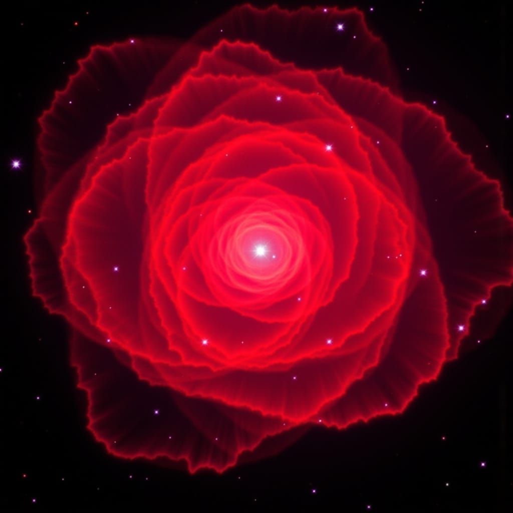 Bioluminescent Rose in Nebula, Hyperrealistic Digital Art