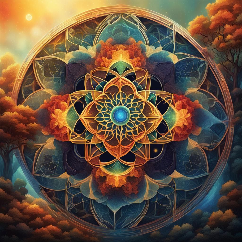 Meditative Sacred Geometry in Detailed Matte Painting