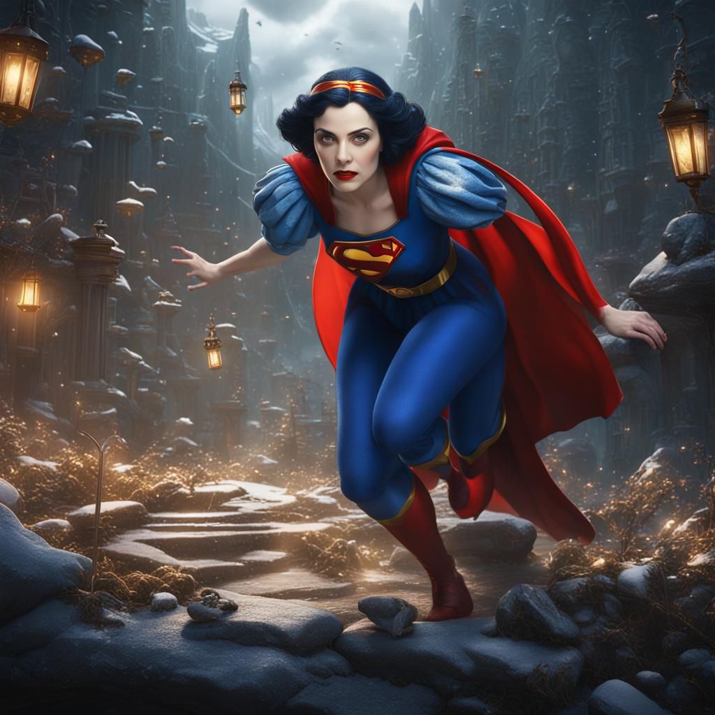 Snow White as Superman: Detailed Fantasy Art