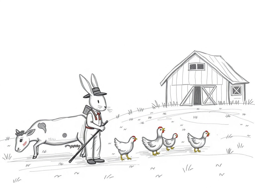 Rabbit Farmer's Farm: A Child's Doodle Sketch