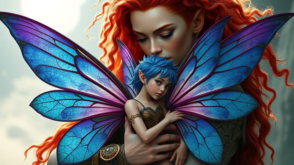 Gentle Giantess Cares for Delicate Fairy in Whimsical, Ether...