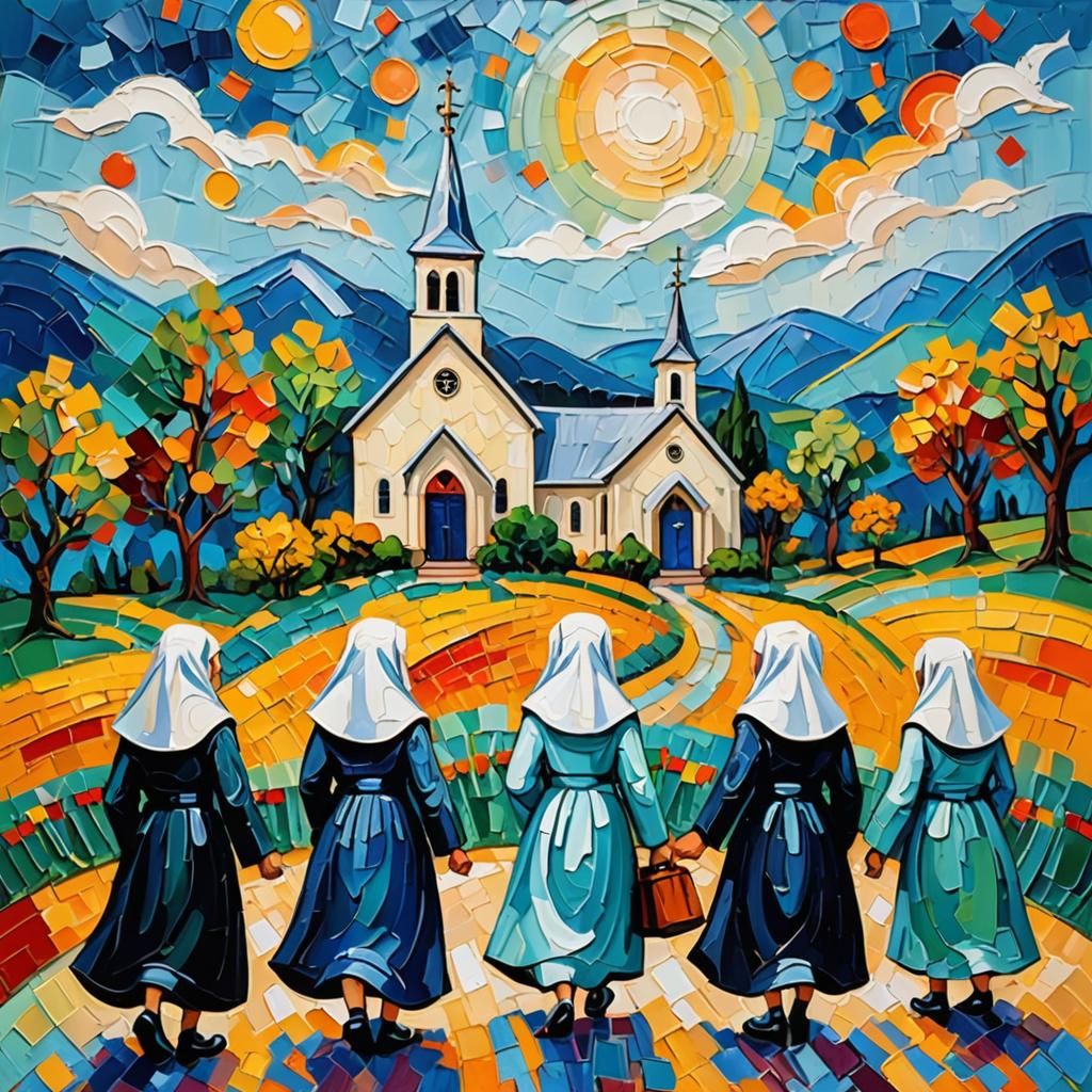 Singing Nuns in Church: Neo-Impressionist Expressionism
