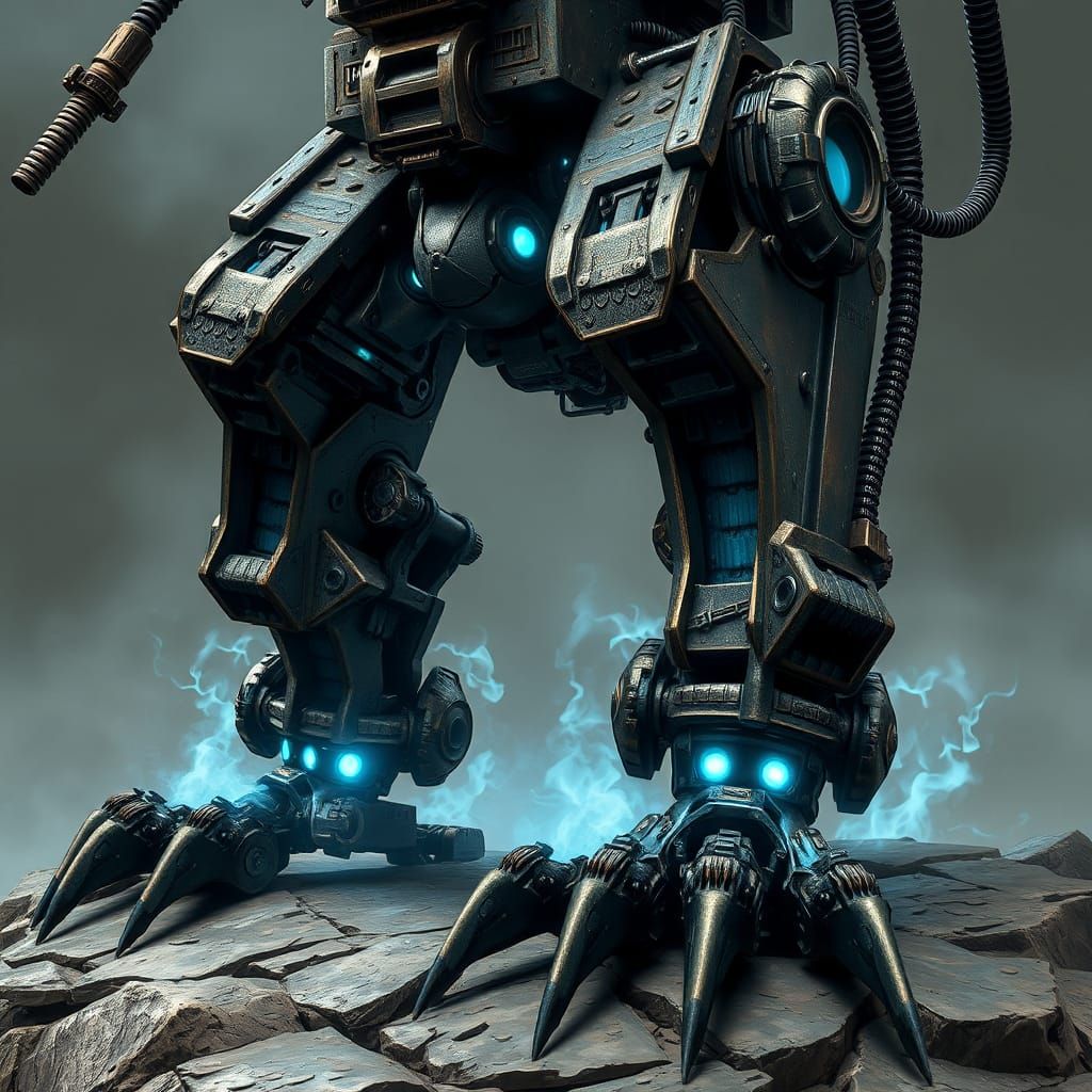 Armored Mechanical Legs with Energy Conduits
