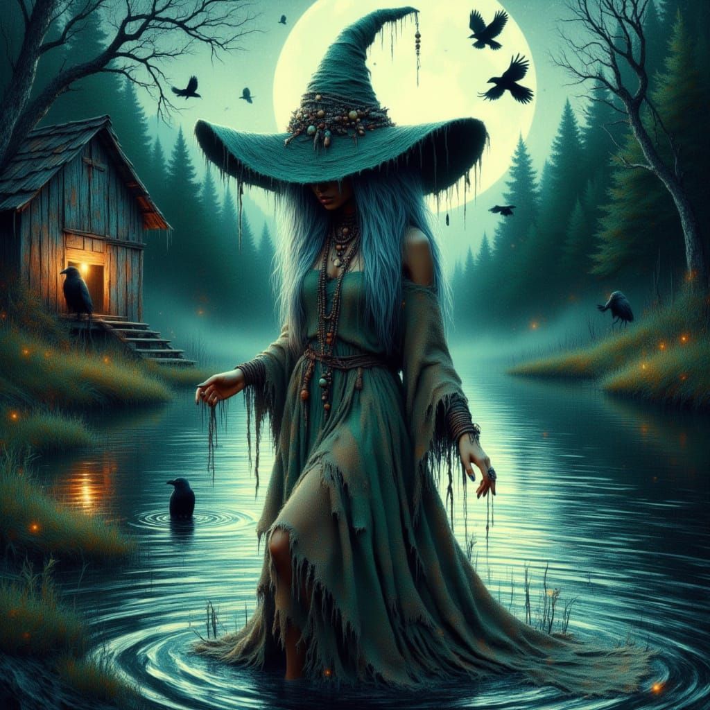 Ethereal River Witch by the Shore