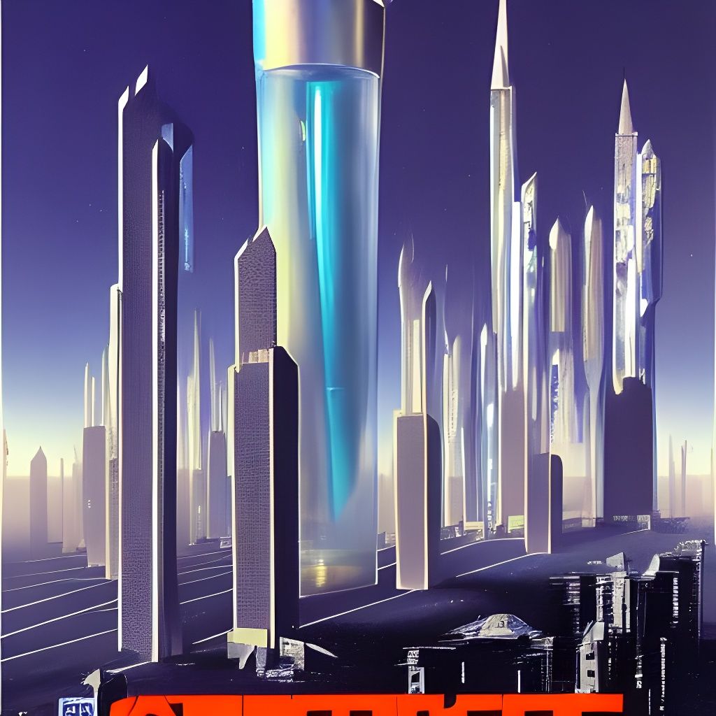 Futuristic Cityscape Earthquake Damage: Sci-Fi Poster Art