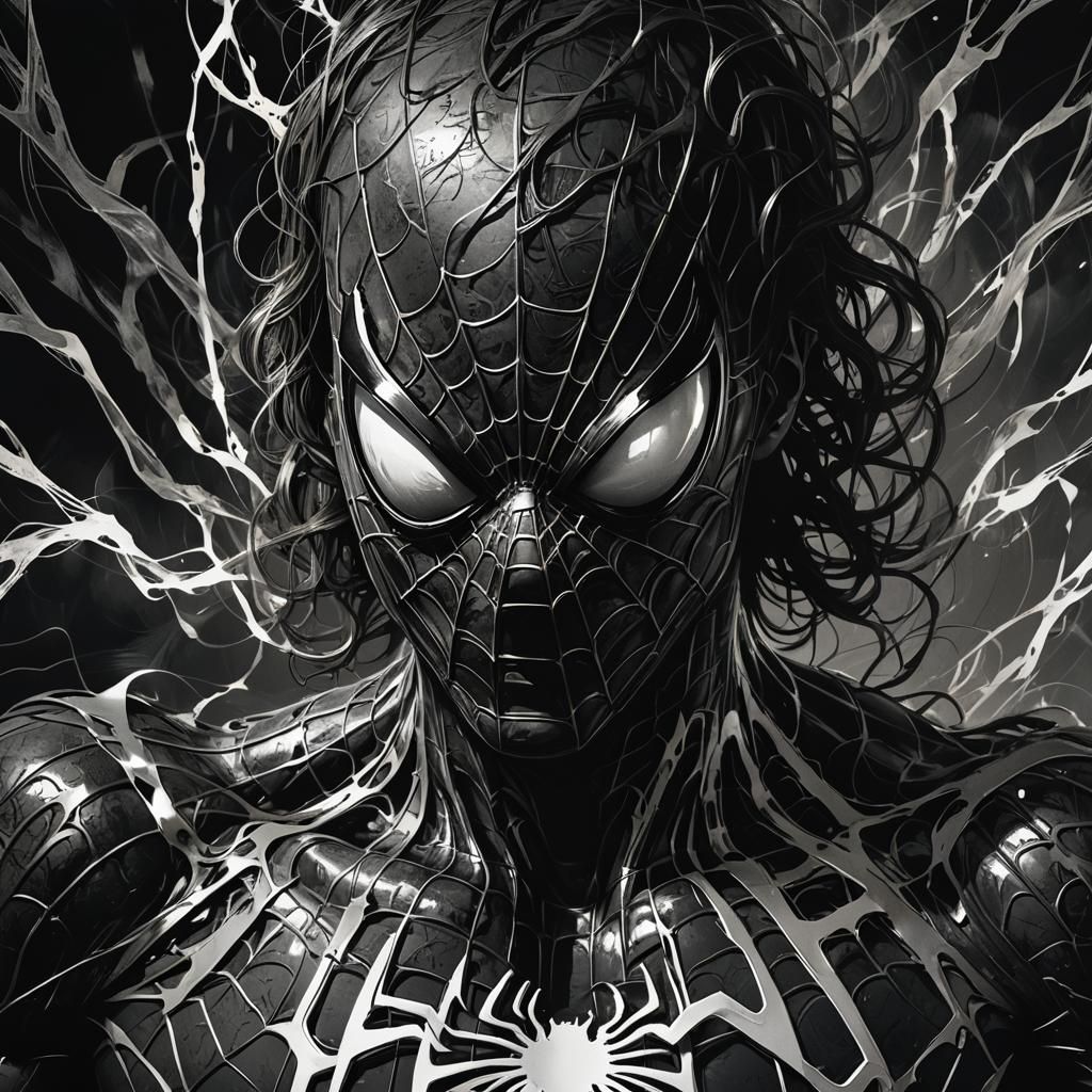 Spiderman Consuming a Soul in Dark Expressionism