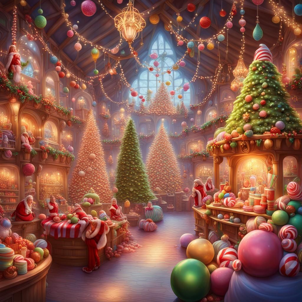 Magical Christmas Wonderland in Candy Art Style