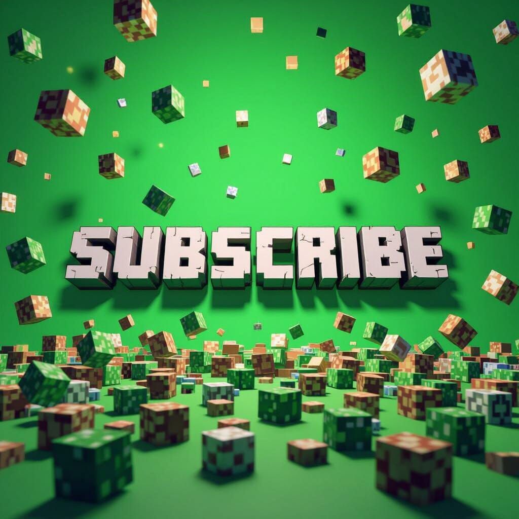 Minecraft Blocks and Subscribe Text on Green Screen