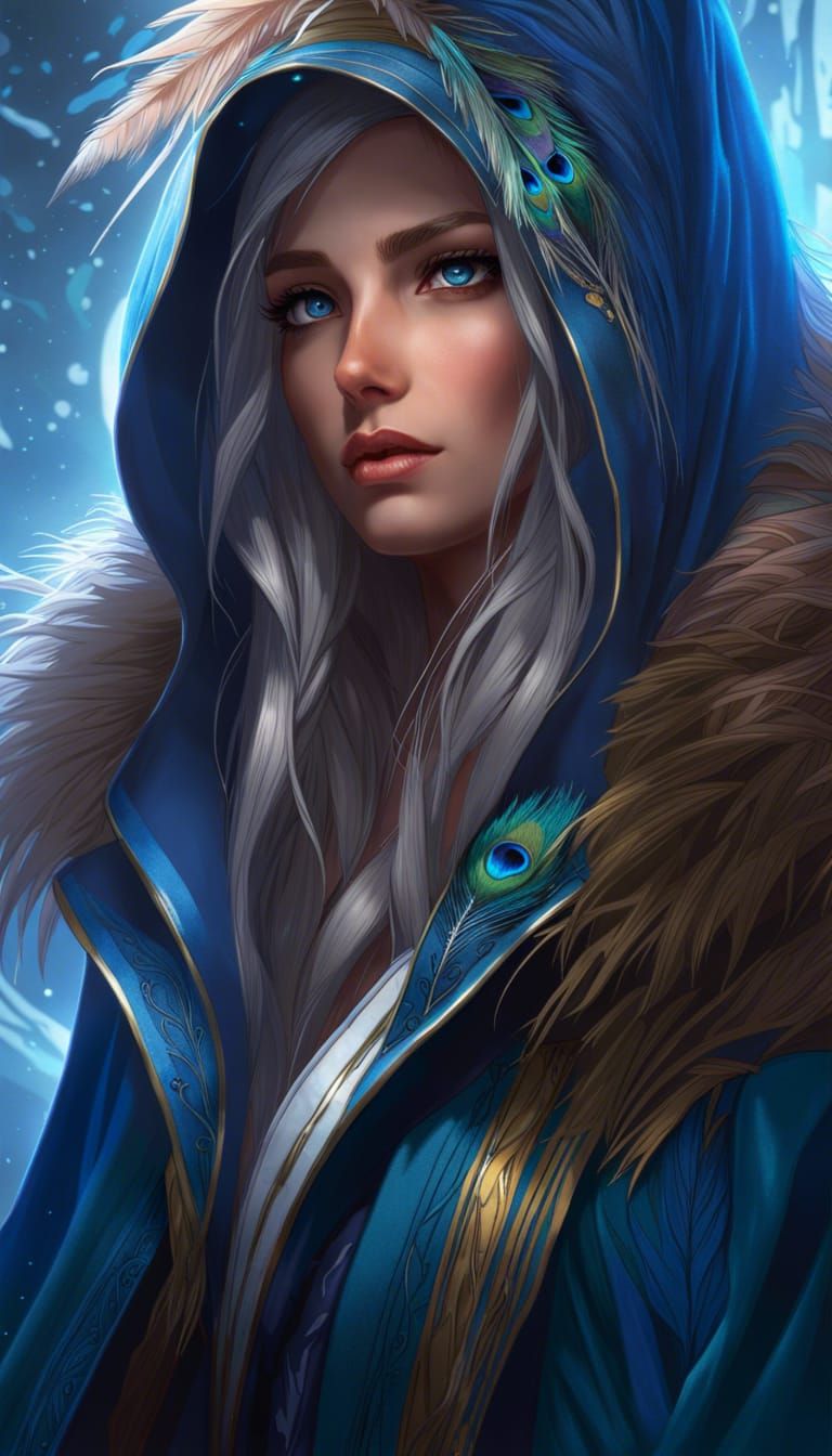 Snowy Portrait of a Lightning Sorceress