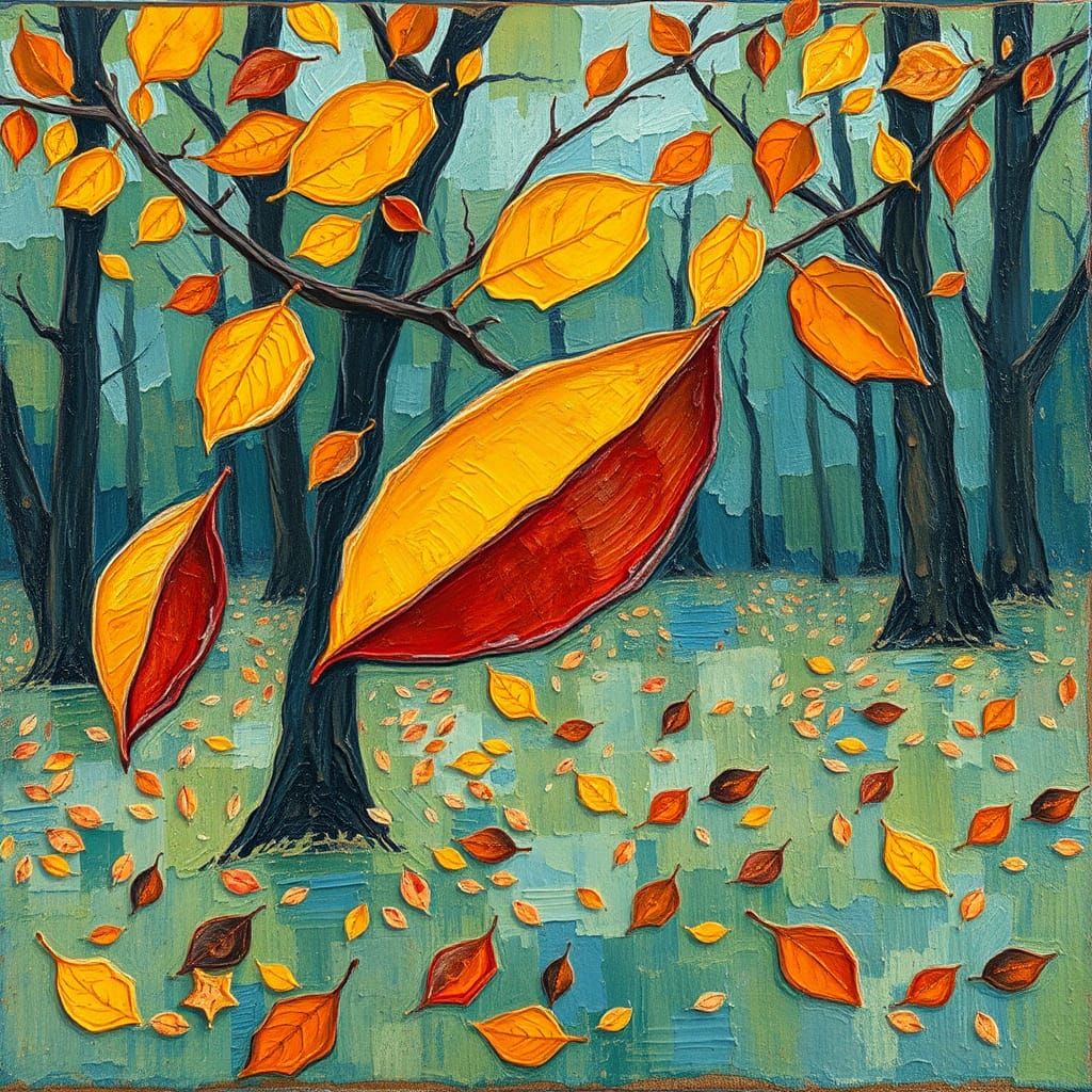 Autumnal Grief: An Expressionist Oil Painting
